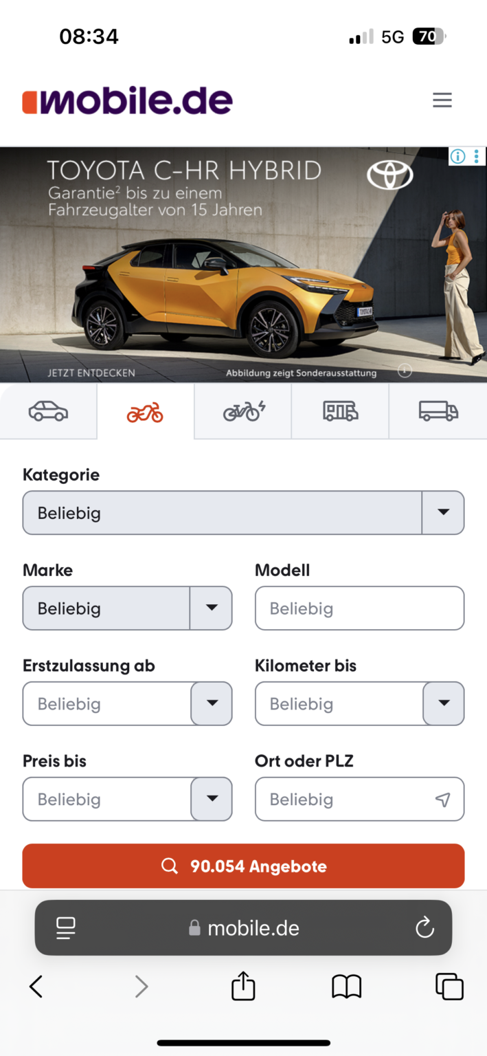 Mobile Motorrad Verkaufen